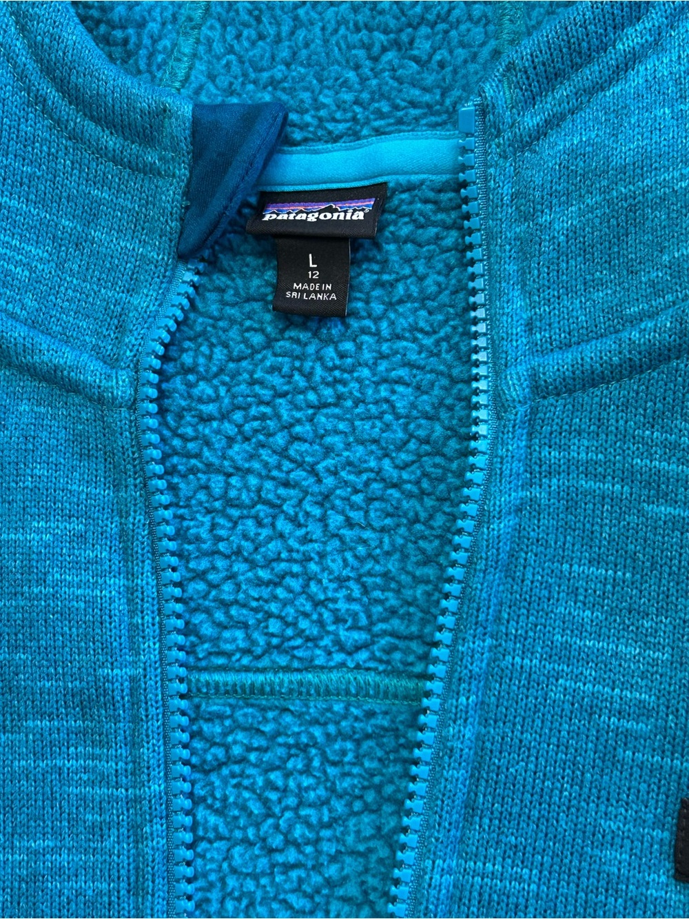 Patagonia Girls Better Sweater Hoodie Teal Large 10-12 - Picture 6 of 8